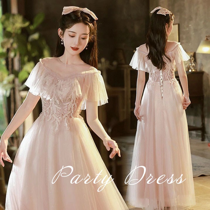 ロングドレス ミモレ丈ドレス ドレス 大人 ピアノ 発表会 母親 結婚式 バブルスリーブ 半袖 可愛い 成人式ドレス 演奏会用ドレス 二次会 フォーマル 披露宴 ワンピース Aライン パーティードレス