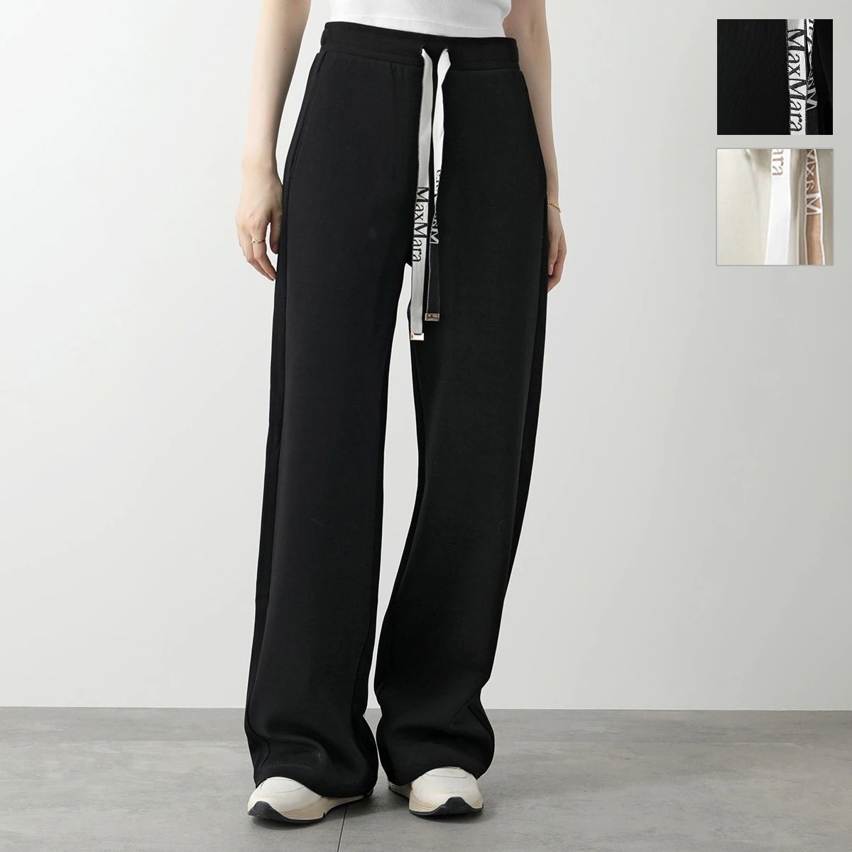 S MAX MARA エス マックスマーラ スウェットパンツ POTENZA ポテンツァ レディース ストレート ワイド コットン ジャージー ストレッチ ロゴ カラー2色