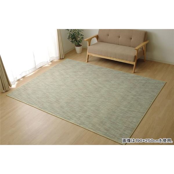 バンブー ラグマット/絨毯 (アイボリー 約190×250cm) 竹製 無地 抗菌作用 高耐久性 (リビング)
