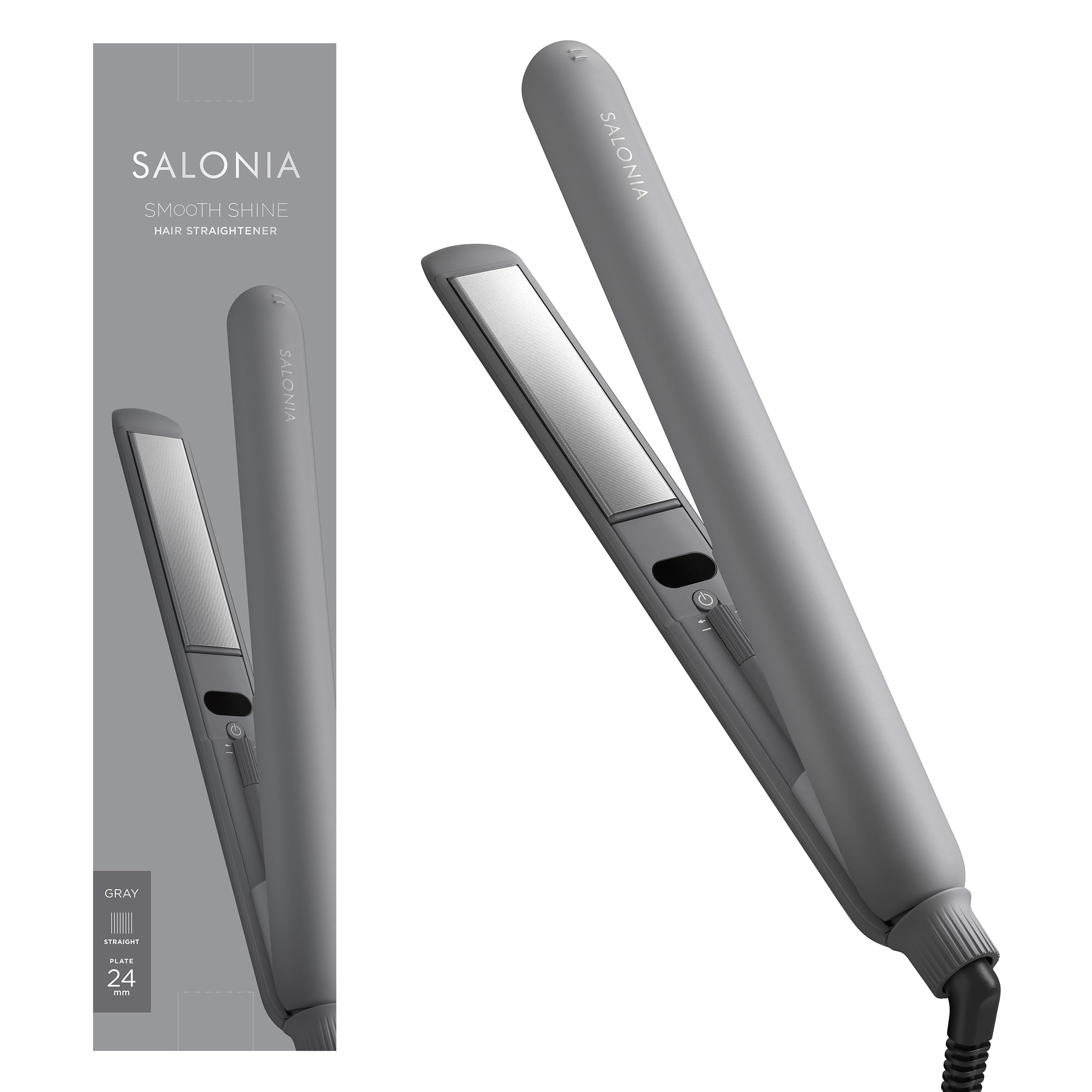 SALONIA サロニア スムースシャイン ストレートアイロン ヘアアイロン 24mm SAL23105GR グレー