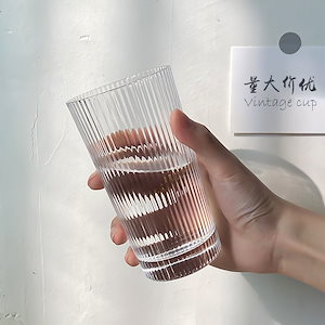 和風ガラス家庭用ジュースドリンクカップスタイルシンプルウォーターカップ和風縦ストライプドリンクカップ