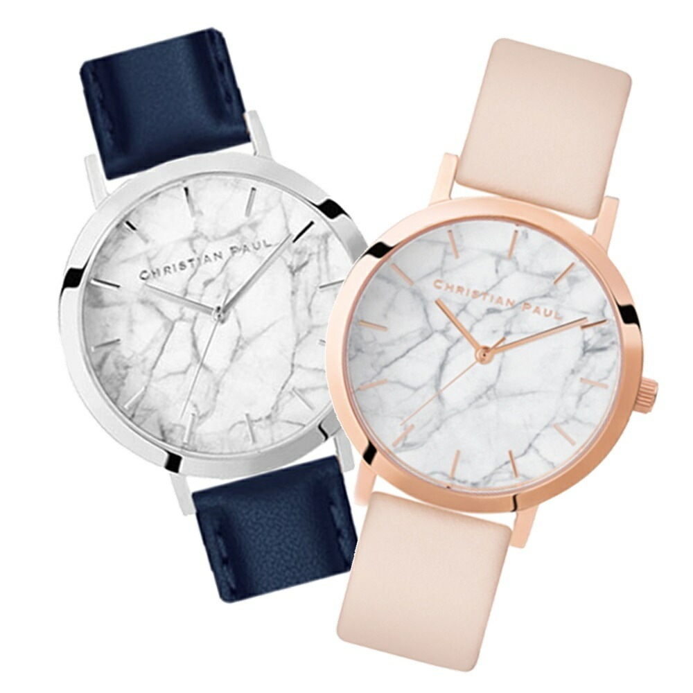 日本正規品 クリスチャンポール ペアウォッチ ペア 腕時計 手表 革ベルト レザー 35mm 同じ大きさ ネイビー ベビーピンク カップル お揃い プレゼント 誕生日 結婚式 結婚記念日 結婚内祝い