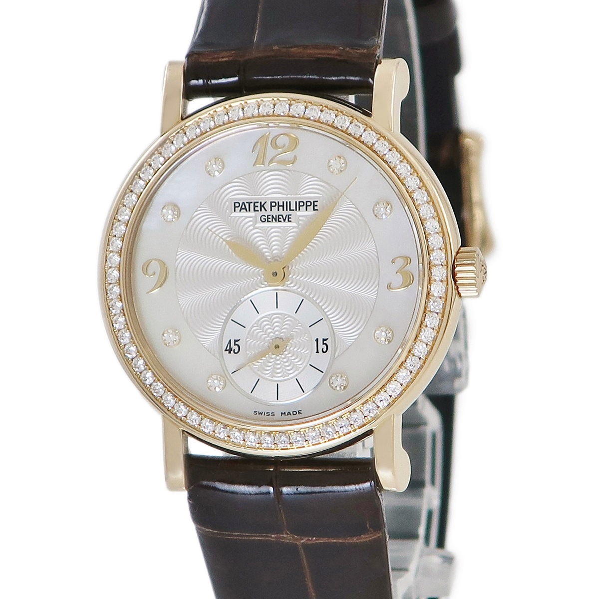 カラトラバ 4959J-001 手巻き レディース K18YG無垢 純正ダイヤ シェル ラウンド 3年保証