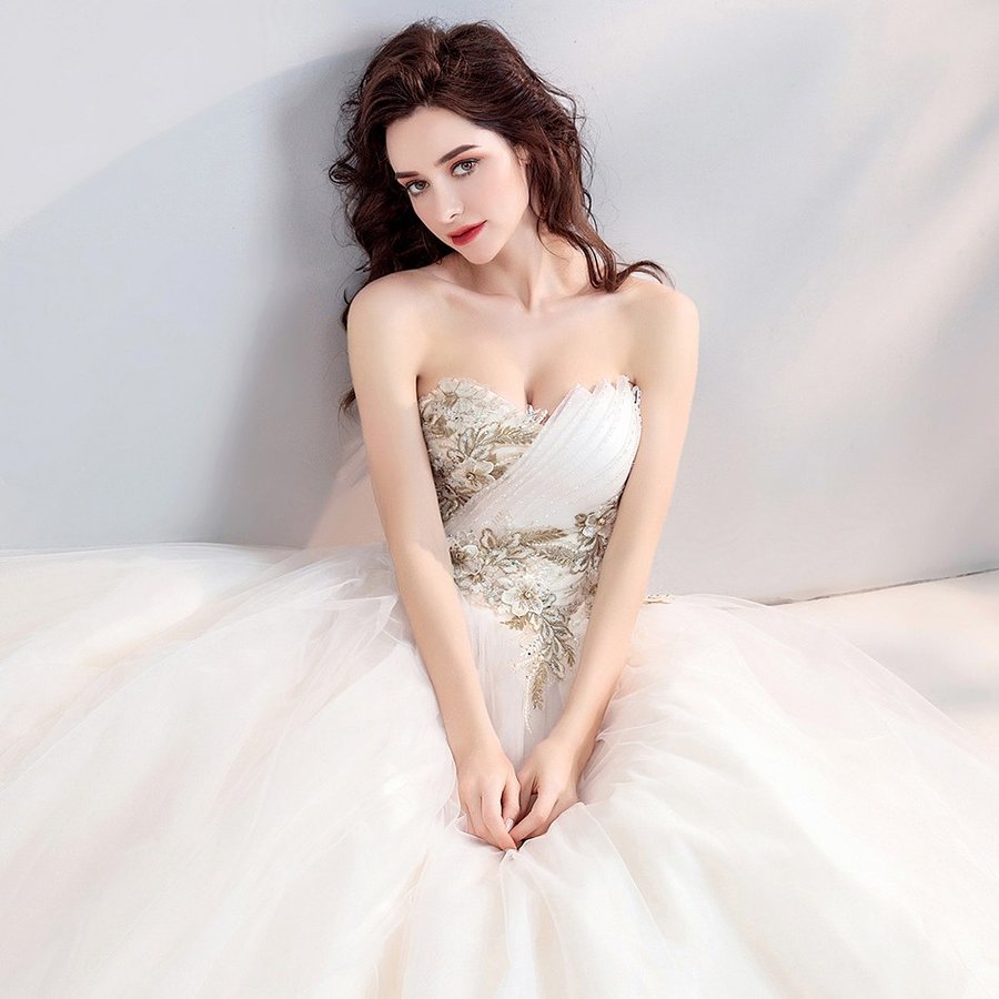 ウェディングドレス 結婚式 花嫁ドレス ブライダル エンパイア 二次会 ウエディングドレス 安い ロングドレス パーティードレス 大きいサイズ