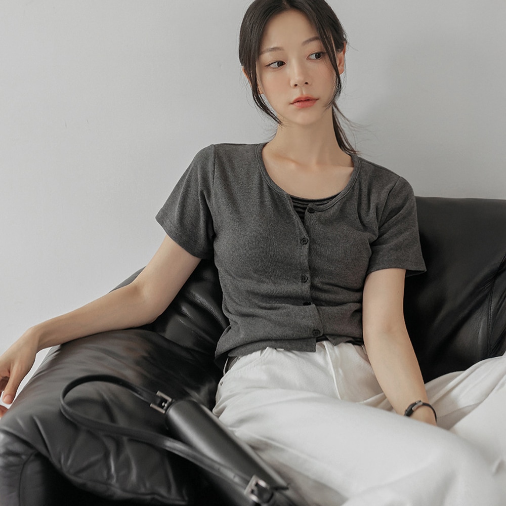 レディースカーディガンレイヤードストライプ1/2ティー