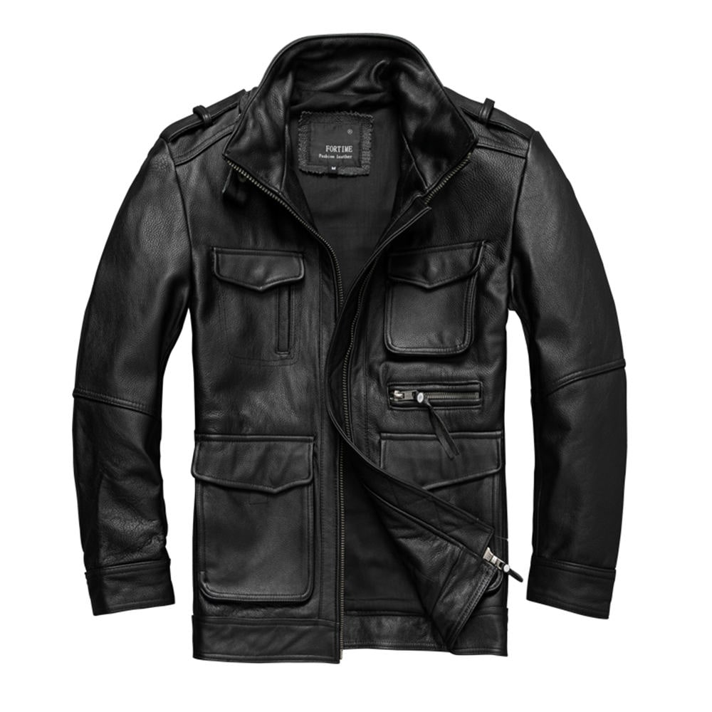 新しい M65 改良されたハンティングジャケット第一層牛革本革ジャケット男性用ミッドレングス大型オートバイ秋ジャケット