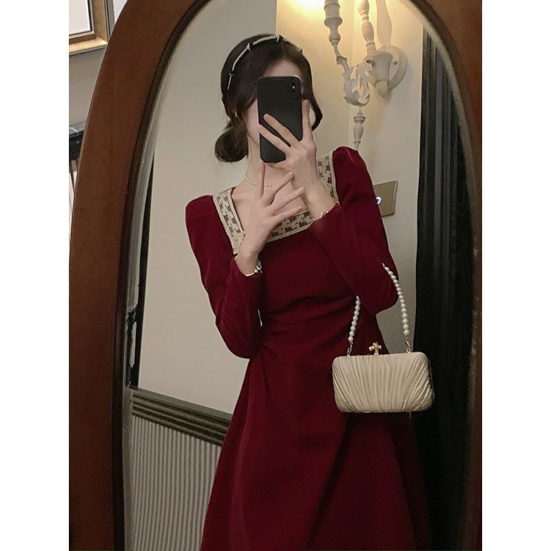 10個セット ウエディングドレスは普段は秋冬の高級感のある赤の花嫁ドレスワンピースを着ることができます