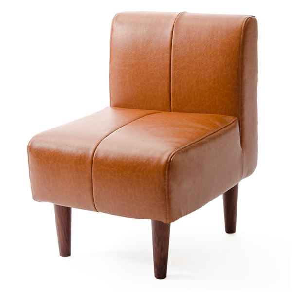 ダイニングソファ 一人掛け キャメル 合成皮革 組立品