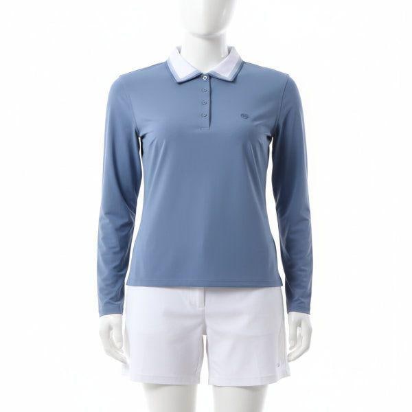 GFORE RIB COLLAR SILKY TECH NYLON LONG SLEEVE POLO G4LF23K875B-SLA 女性用シルキーテックナイロン