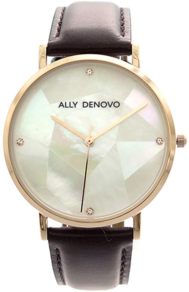 【ALLY DENOVO】Gaia Pearl 36mm ホワイトシェル ダークブラウン 腕時計 レディース AF5003-2
