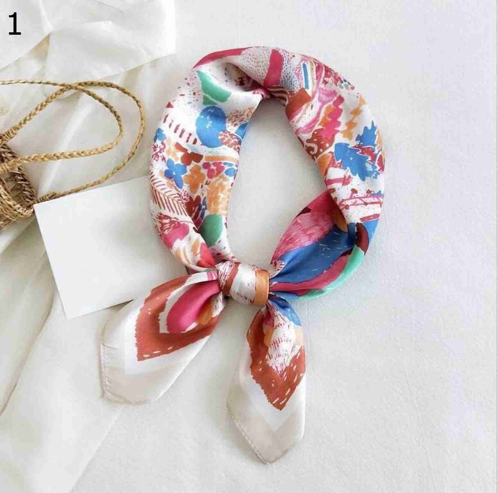 【20%OFFクーポン～】女性多機能ポリエステル スカーフラップ レディース スカーフ誇張されたパターン印刷サテン スクエア ヒジャブ スカーフ (Color : Beige Size : 70