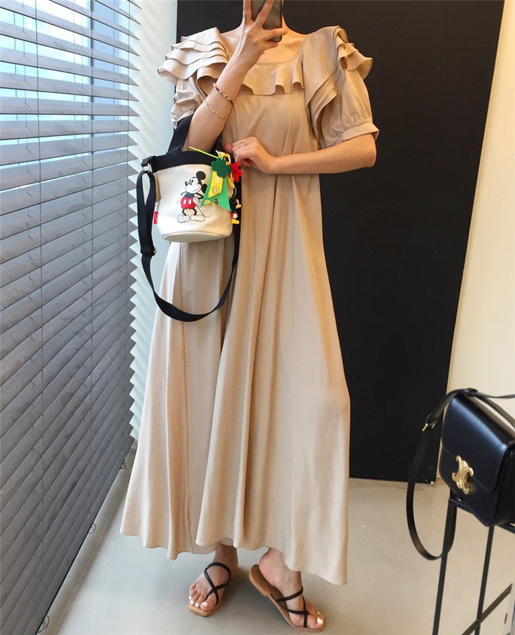 春先行sale 今季トレンドinsスタイル ワンピース ゆったりする カジュアル トレンド 半袖ロング マキシ丈ワンピ 21新入荷 Vivalafocaccia Com