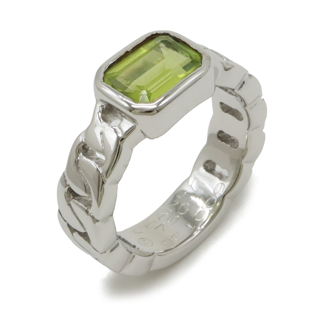 ペリドット チェーン リング 指輪 K18WG 750WG ホワイトゴールド 日本サイズ約11 99,000円