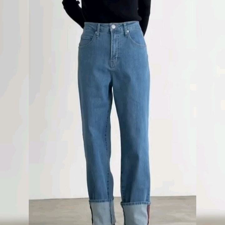 ボトムス パンツ ロングパンツ デニムパンツ ジーンズ ストレッチ ハイウエスト ロールアップ ポケット かわいい 大人可愛い きれいめ シンプル 上品 おしゃれ かっこいい カジュアル レトロ