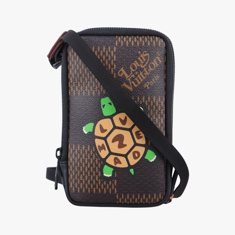 NIGOコラボ ダブルフォンポーチエベヌダミエ ジャイアントN40377TR2250中古