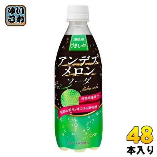 サンガリア うましゅわ アンデスメロンソーダ 500ml ペットボトル 48本 (24本入×2 まとめ買い) 炭酸飲料 期間限定