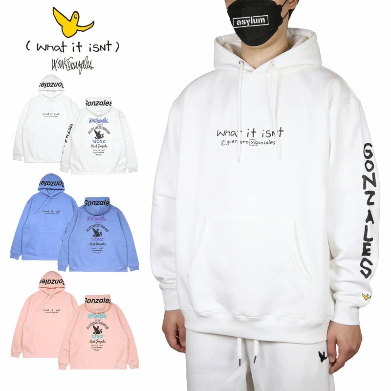 マークゴンザレス プルオーバーパーカー (What it isNt)MARK GONZALES セットアップ対応 メンズ レディース ブランド 大きいサイズ おしゃれ 白