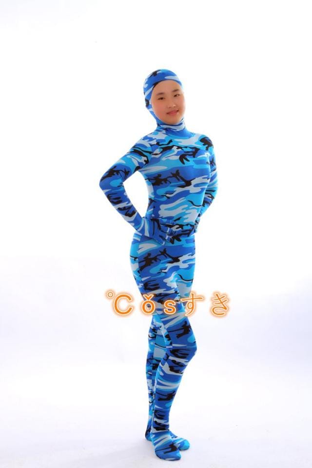 【新品開催 】全身タイツ ブルー 迷彩 大人用 ステージ衣装　弾力と伸縮性あり　コスチューム コスプレ衣装 高品質 新品 Cosplay アニメ