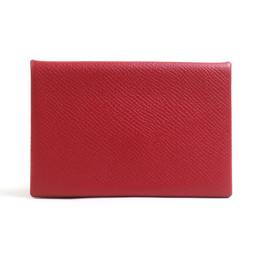 エルメス HERMES カードケース カルヴィ レザー ダークレッド レディース e61279a