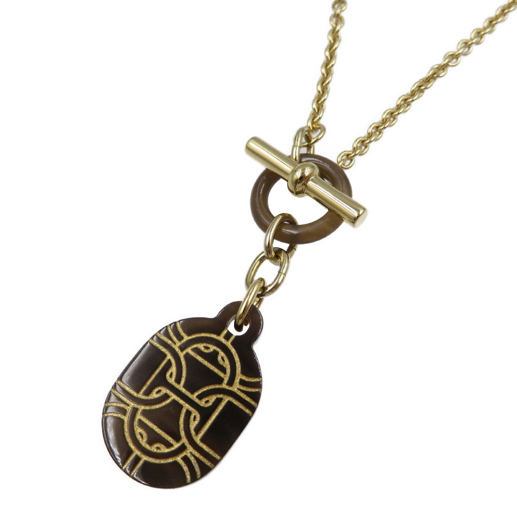 新品同様 シェーヌダンクル ネックレス バッファローホーン/メタル/バッファローホーン ブラウン 1429【中古】 レディース