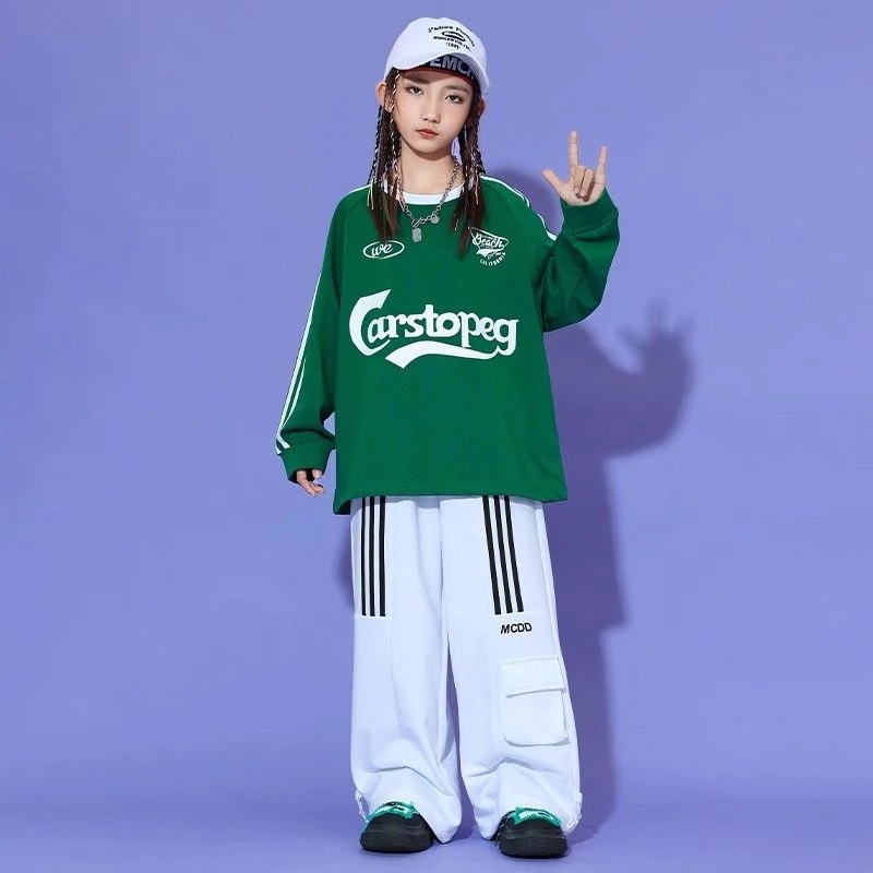 子供の街のダンスの服のスーツの秋のファッションブランドの子供のゆったりした広脚のズボンの男女の子供のヒップホップのhiphopの出演服
