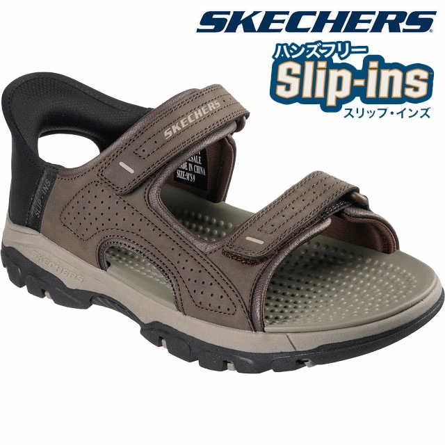 スケッチャーズ スリップインズ メンズ スポーツサンダル 手を使わずに履ける トレスメン-リース ストラップサンダル カジュアル ハンズフリー アウトドアサンダル コンフォートサンダル リラックスフィ