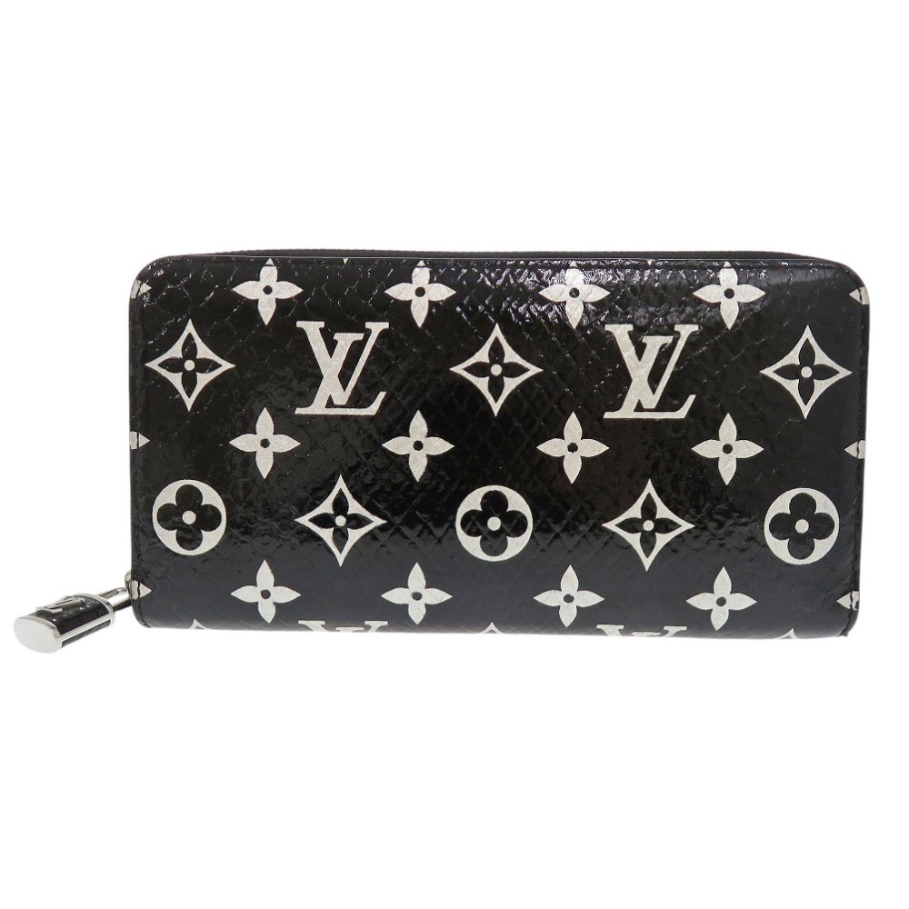 美品 ジッピーウォレット モノグラム N96955 長財布 パイソン ブラック LV 0333【中古】 レディース 176,000円