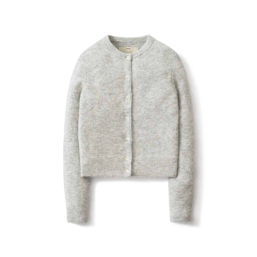 【POTTERY】 W ROUND NECK CARDIGAN : LIGHT GRAY