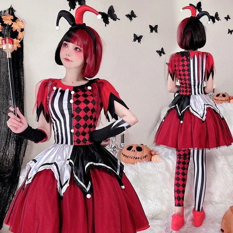 ハロウィン コスプレ サーカス30%までに制限の幽霊ピエロコス衣装大人ワンピでコスプレ セットアップ 制服 レディース ポリス メイド服 メガ割 コスプレ ハロウィン