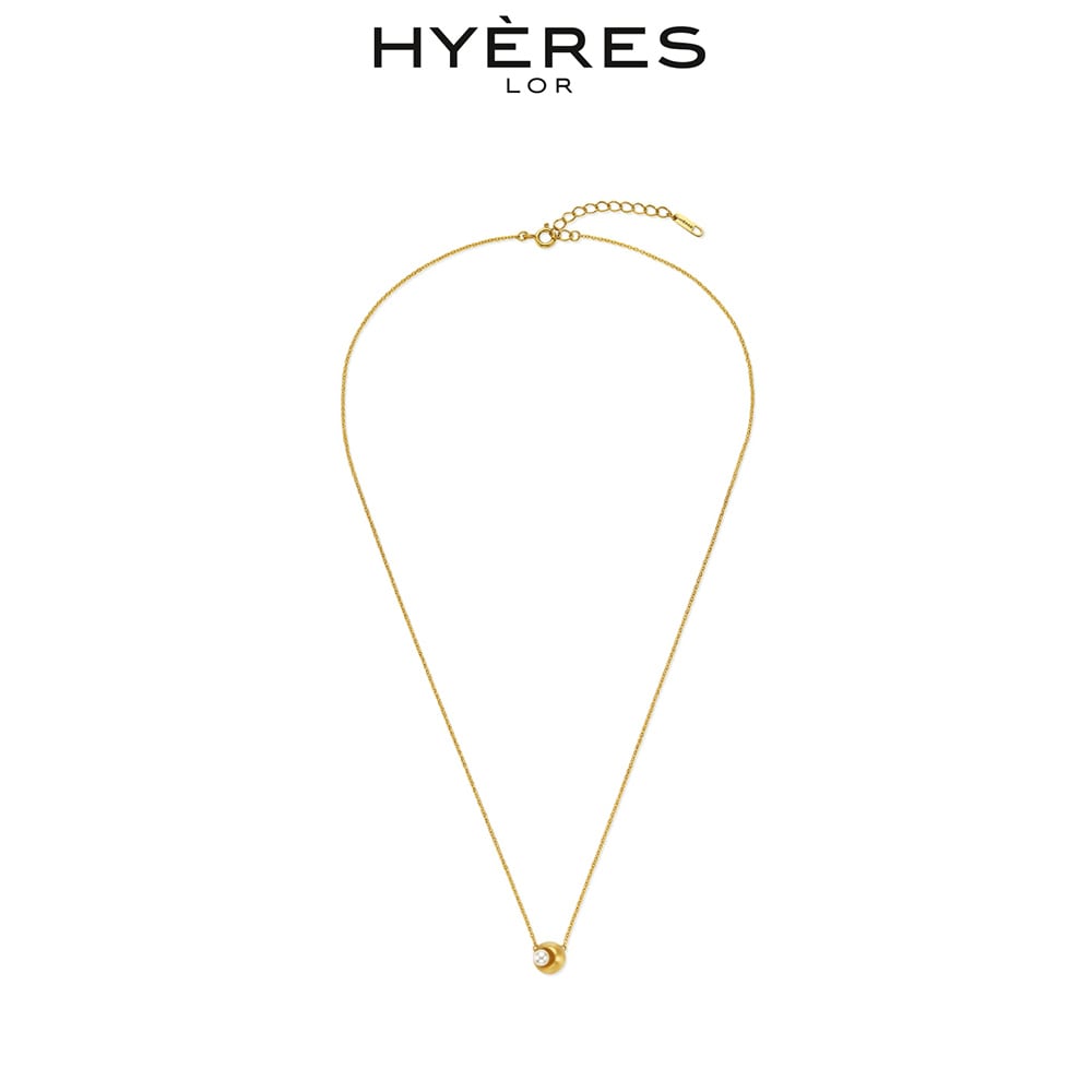 [HYERES LOR] Champagne Moon Full Moon Silver (Y) Pearl Ball Necklace