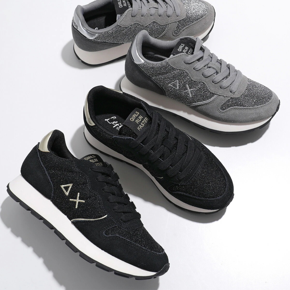 SUN68 サンシックスティーエイト スニーカー Z44204 レディース ローカット 刺繍ロゴ スウェード グリッター シューズ 靴 カラー2色