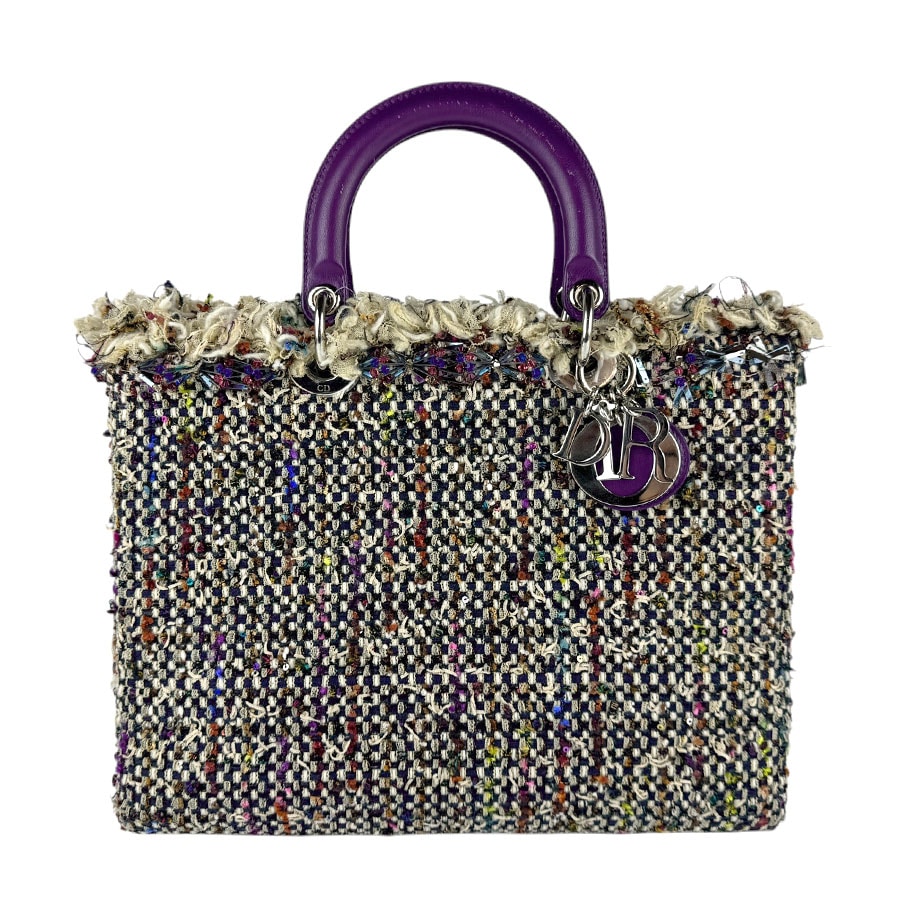 クリスチャンディオール Christian Dior ハンドバッグ ショルダーバッグ レディディオール ツイード/レザー マルチカラー/パープル シルバー レディース n0969