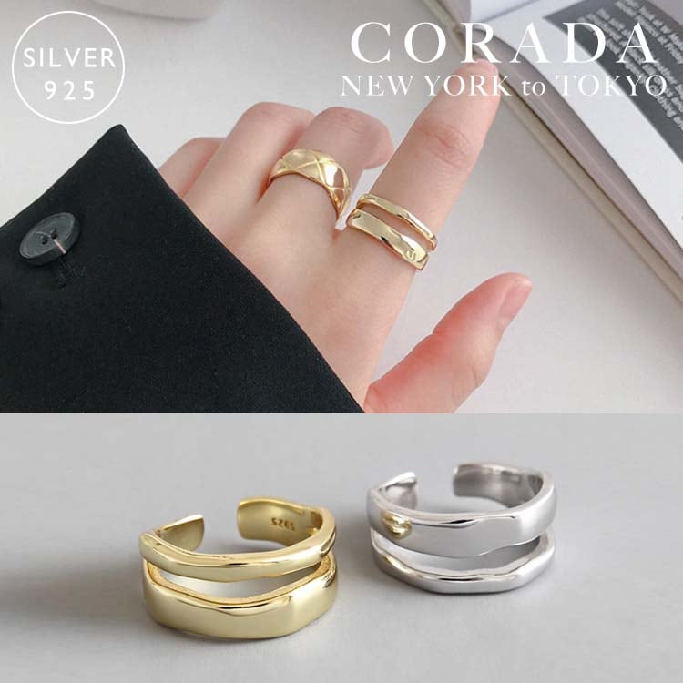 シルバー925アクセサリー スターリングシルバー925 ゴールドリング 18K リング シルバー S925 シルバー925リング SILVER925製スプレッドハンマードリング2色 シルバーリング ゴ 4,795円