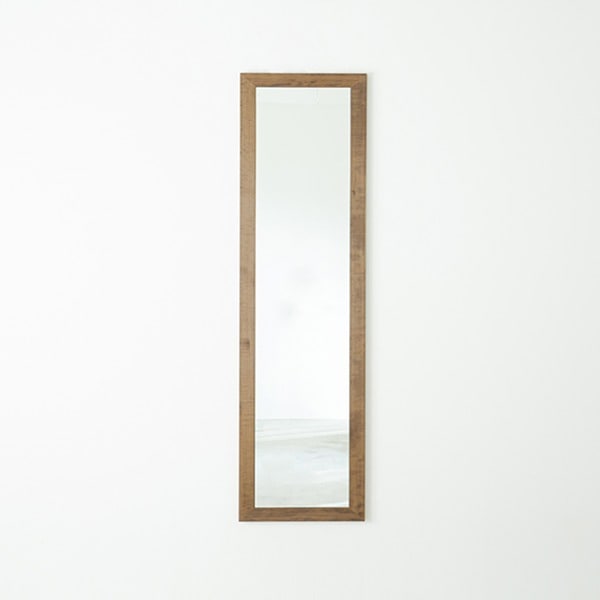幅広枠ウォールミラー(38×130)(アンティークブラウン/茶) 天然木 姿見鏡 スリム 高級感 木製 飛散防止加工 壁掛け 北欧風 ヴィンテージ 韓国インテリア 玄関...