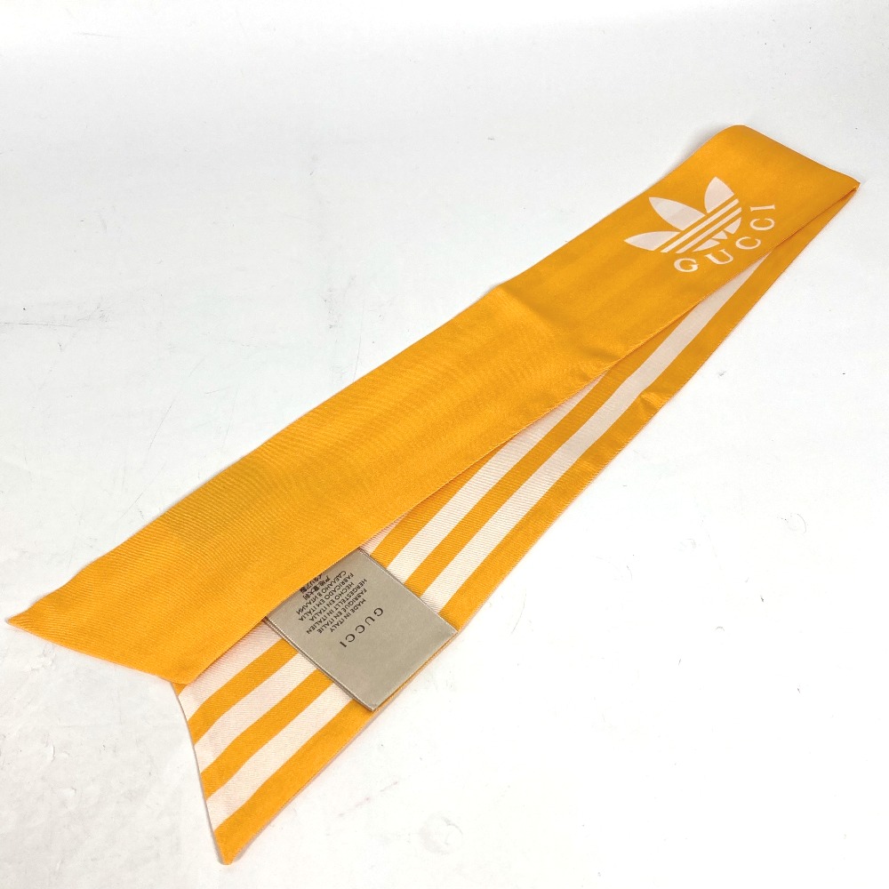 スカーフ 703568 アディダス adidas コラボ バンドースカーフ ネックボウ 3本ライン シルク イエロー