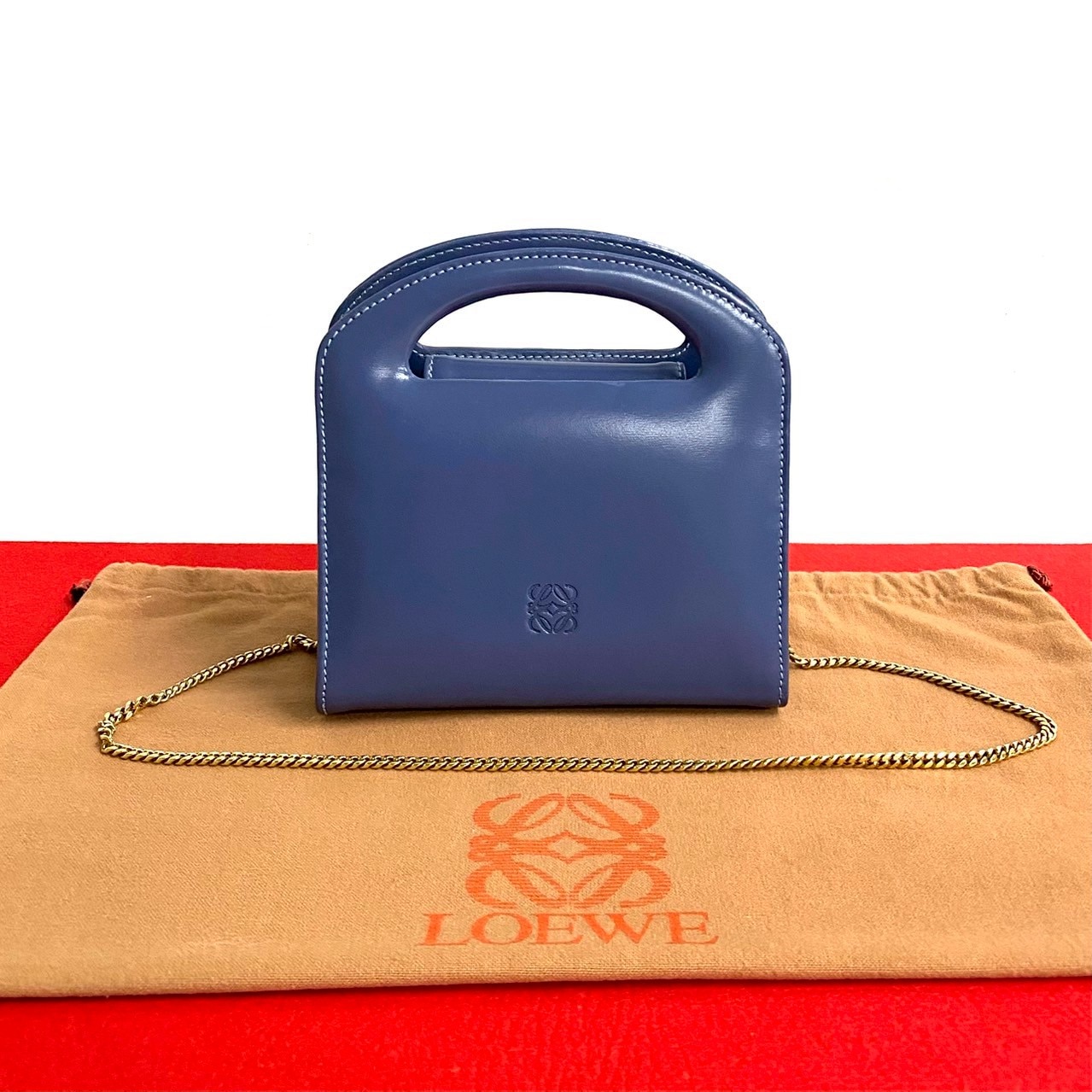 ヴィンテージ アナグラム ロゴショルダーバッグ カーフ レザー パープル 121-4