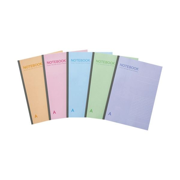 TANOSEE ノートブック A4 A罫7mm 40枚 5色パック 1セット（50冊：5冊10パック）