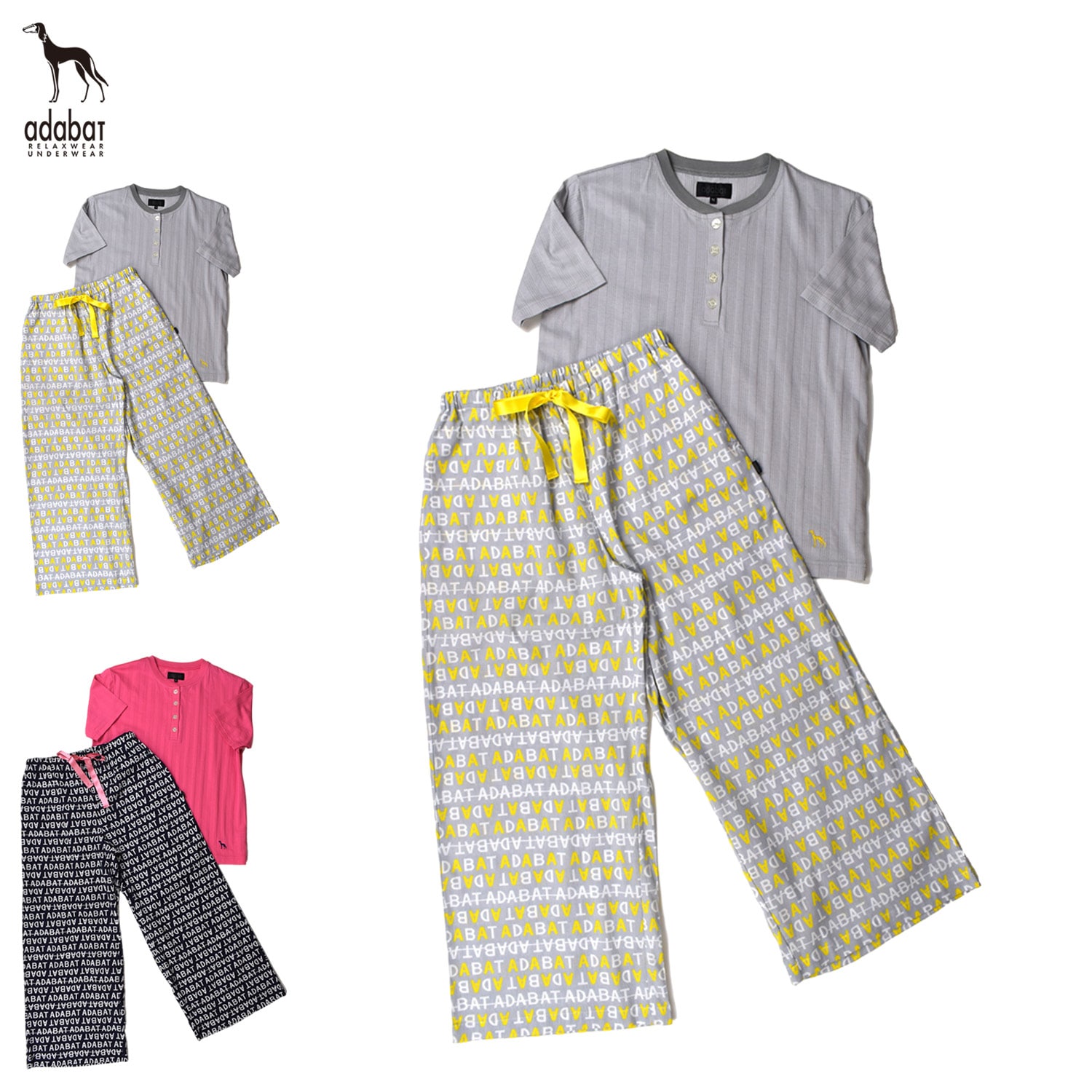 ルームウェア 部屋着 パジャマ セットアップ ナイトウェア レディース 半袖 グレー ピンク 0233-84