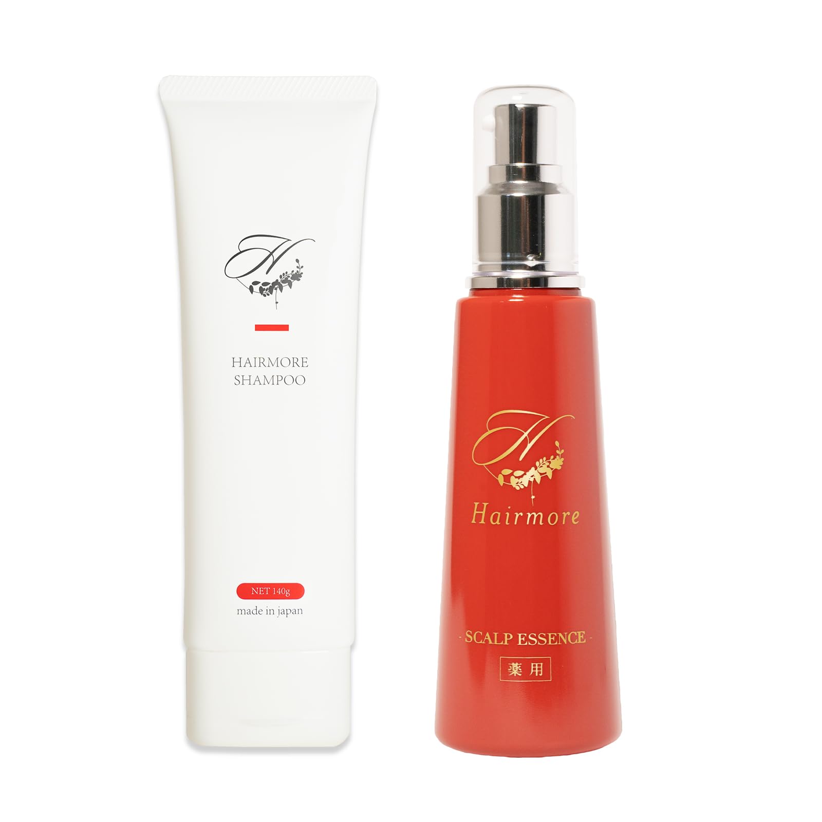 【ヘアケアセット】Hairmore ジェルシャンプー 140g × スカルプエッセンス 120ml ヘアモア 女性用育毛剤 医薬部外品 自然由来 スプレー 抜け毛 薄毛 脱毛 産後脱毛 頭皮ケア うる