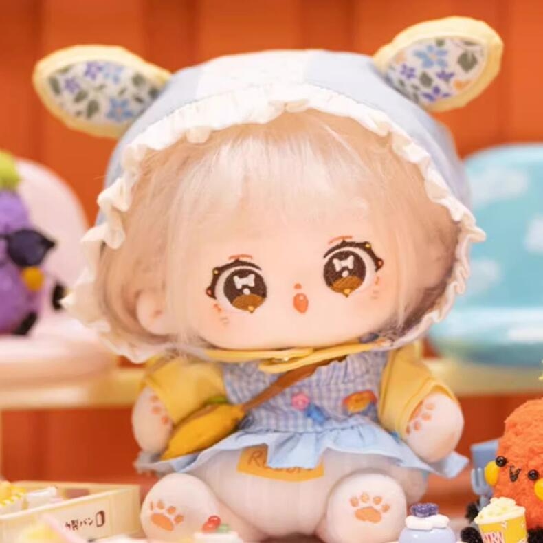 【20cm】着せ替えぬいぐるみ 着せ替え人形 ぬいぐるみ 綿人形 可愛い ベージュ色髪茶色目の少女 耳付き スケルトン付き可能 ふわふわ コットンドール