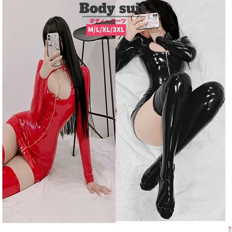 ボンテージ ブラック レオタード セクシー コスプレ衣装 ボンテージ SM 女王様 コスプレ エロ ボンデージ エロい 服 キャットウーマン ボディスーツ 大きいサイズ エナメル レザー アダルトコス 4,975円