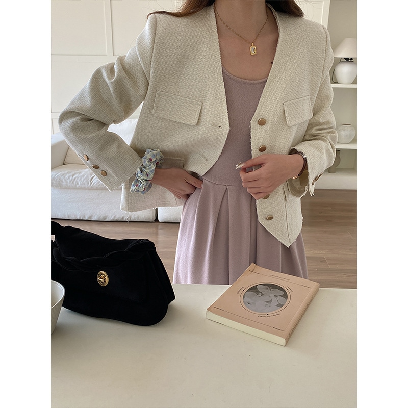 和柄フレンチvネックブレザー 小香るエッジブレザー 1565