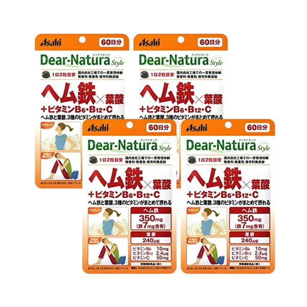 4個セット アサヒ ディアナチュラスタイル ヘム鉄×葉酸 +ビタミンB6・B12・C