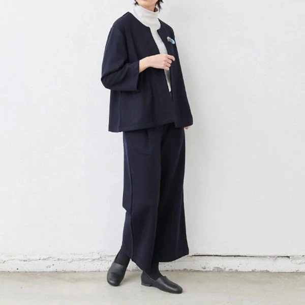 スーツ 二点セット アウター 卒業式 入学式 ワイドパンツ ノーカラージャケット ママ用 セットアップ 垂れ感 気質 ビジネス用