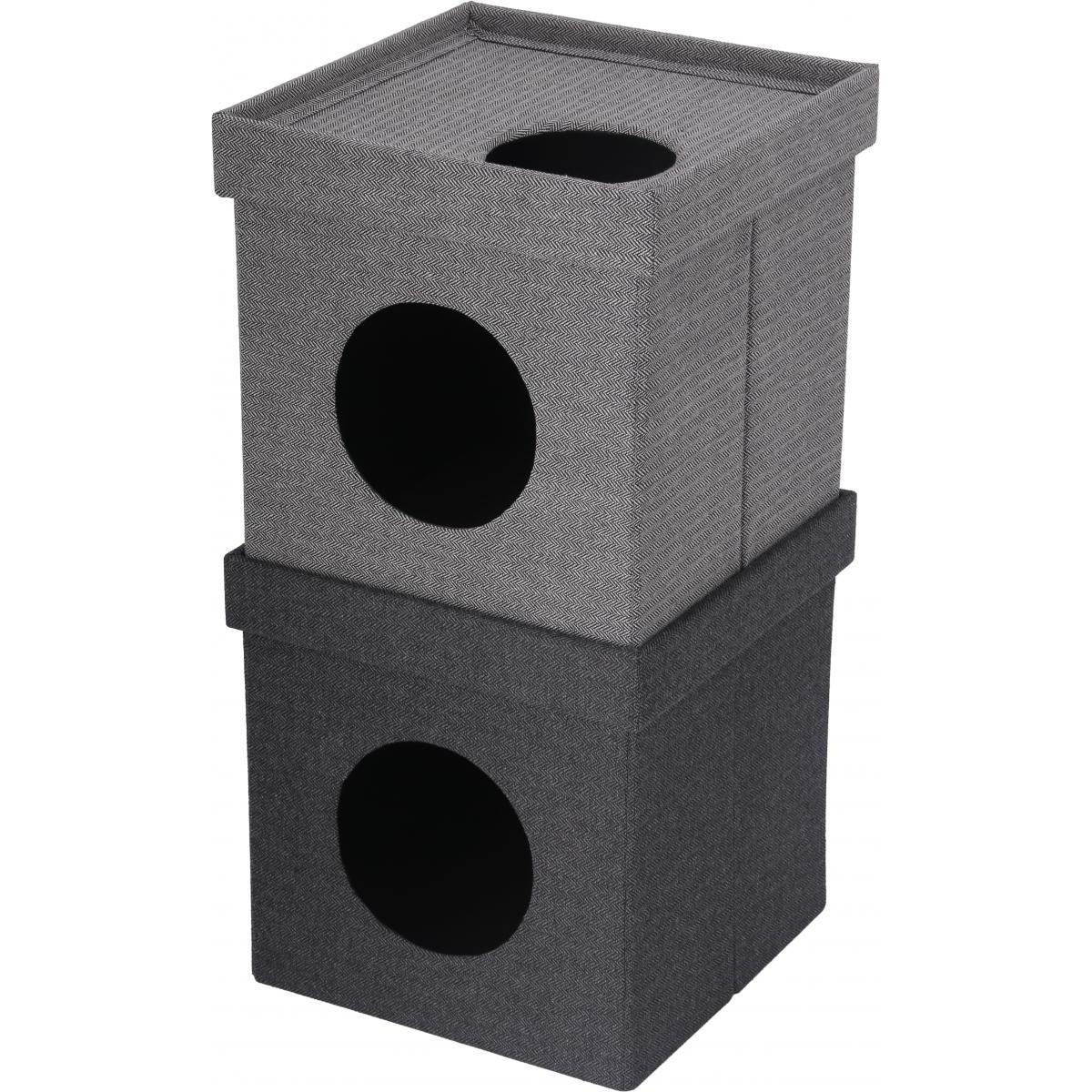 不二貿易 ペットハウスキューブ2段 FB-GW11 GY/BK グレー/ブラック　ペットハウス ペット家具 インテリア