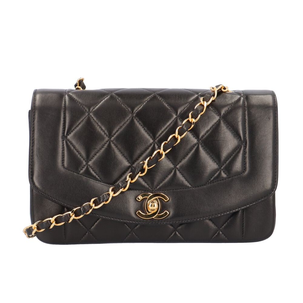 シャネル ダイアナ マトラッセ ショルダーバッグ ラムスキン A01164 ブラック CHANEL 中古 美品