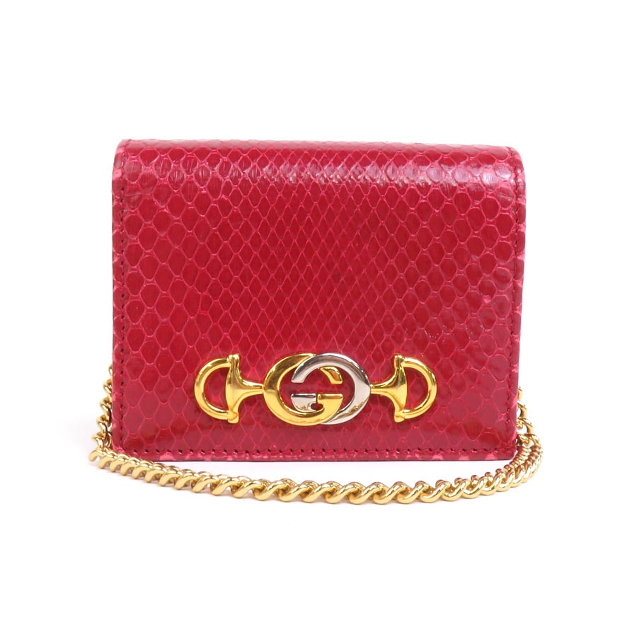 グッチ GUCCI 二つ折り財布 ズゥミ パイソン レッド ユニセックス 570660 h30142