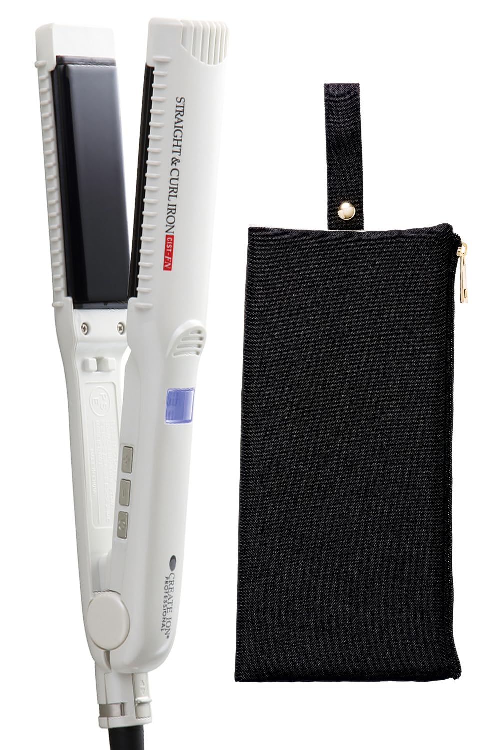 【正規販売店】CREATEs ION クレイツイオン ストレート＆カールアイロン CIST-FN+耐熱ヘアアイロンケース（ブラック）セット ポーチ コテ ストレートアイロン