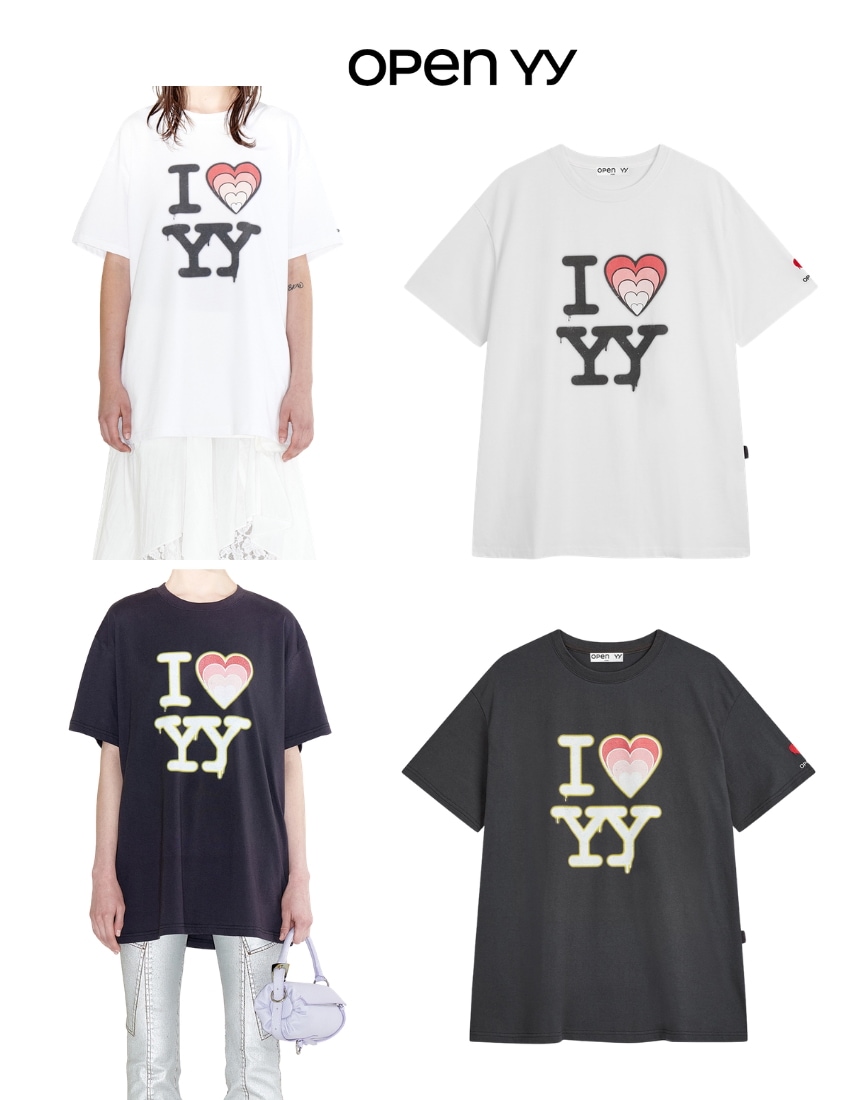 韓国限定 韓国人気 ファッショントレンド トップス Tシャツ I LOVE YY BOX TEE (2色)