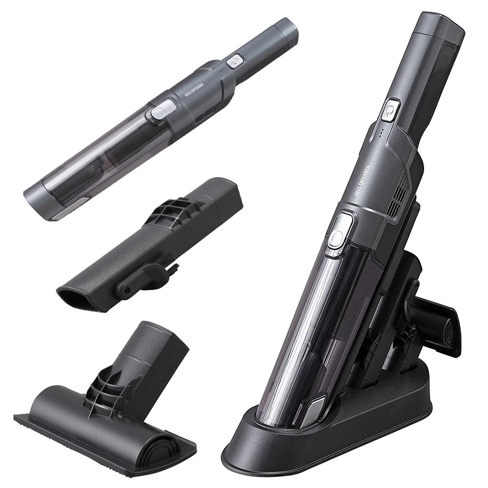 アイリスオーヤマ 掃除機 コードレス ハンディ クリーナー 車用 パワフル 吸引 コンパクト 軽量 500g スタンド 充電 IC-H50-B ブラック 5.6×5.7×40.2cm